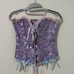 Purple and Blue Lace-Up Corset